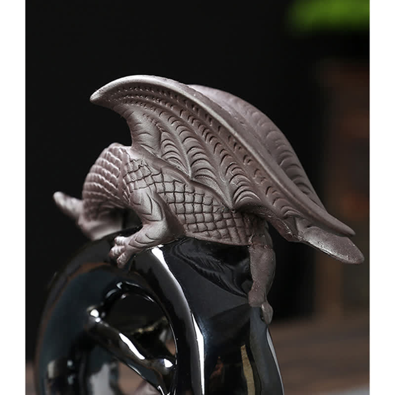 Buddha Stones Nordic Pterosaur Dragon Ceramic Backflow Smoke Fountain Protection Healing Incense Burner Decoration Incense Burner BS 7