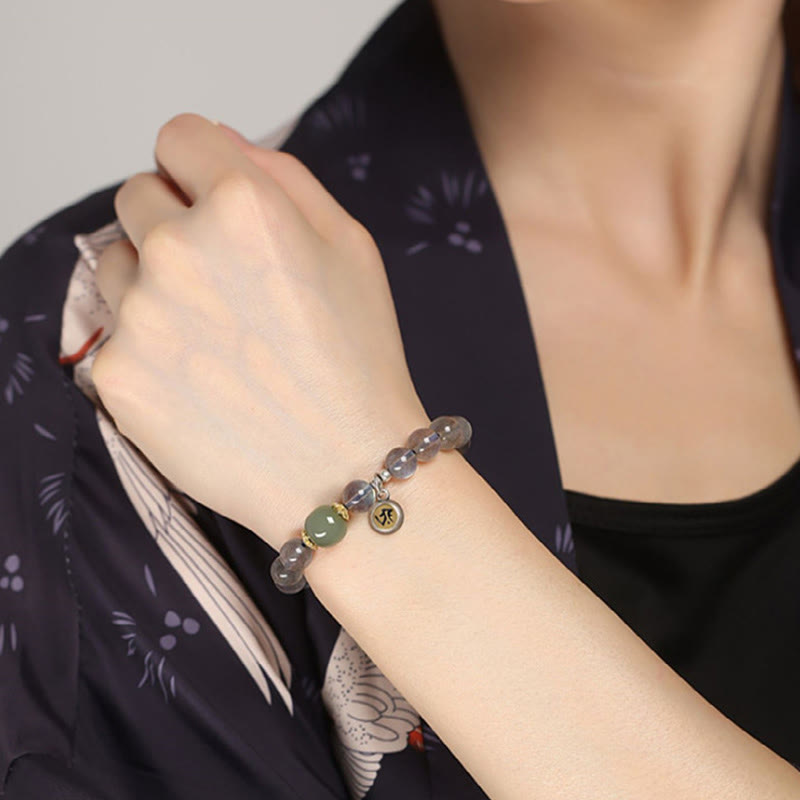 Buddha Stones Chinese Zodiac 925 Sterling Silver Natural Moonstone Hetian Jade Positive Bracelet - image 4