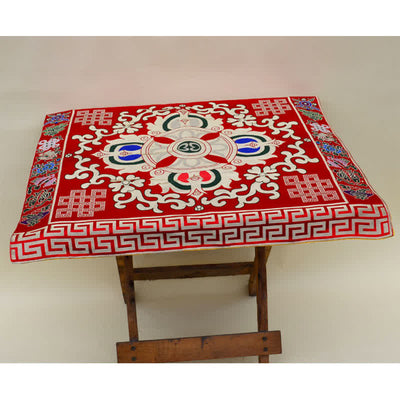 Buddha Stones Flower Endless Knot Prayer Altar Mat Healing Meditation 8 Auspicious Symbols Mat Table Runner Prayer Altar BS 8