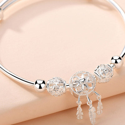 Buddha Stones Tibetan White Copper Blessing Dream Catcher Charm Bracelet Bracelet BS 8
