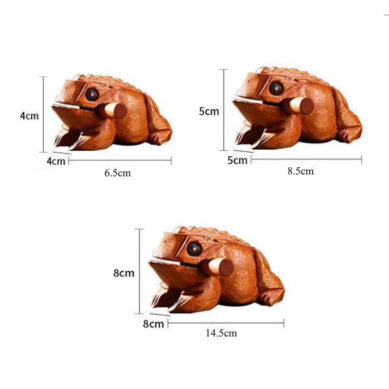 Buddha Stones Handcrafted FengShui Wealth Luck Frog Mini Wooden Croaking Frog Guiro Decoration Decorations BS 15