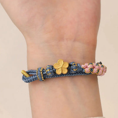 Buddha Stones Peach Blossom Design Wealth String Bracelet Bracelet BS 3