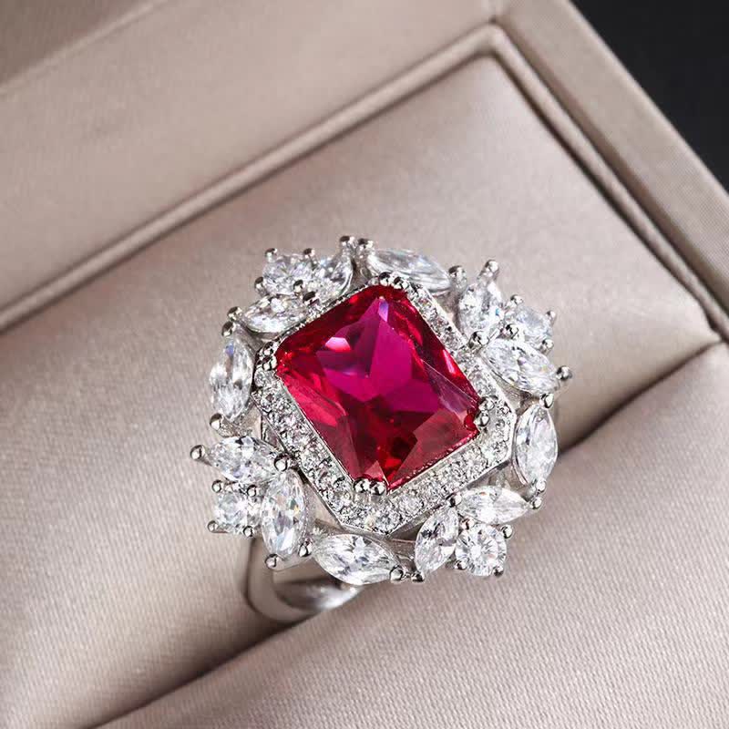 Buddha Stones Emerald Crystal Red Corundum Confidence Courage Ring Earrings Necklace Pendant Necklaces & Pendants BS Red Ring