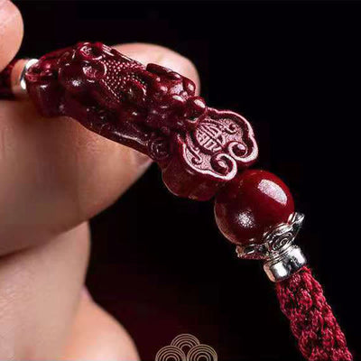 Buddha Stones Handcrafted PiXiu Cinnabar Wealth Luck Braided Bracelet Bracelet BS 19