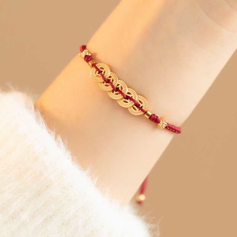 Buddha Stones Copper Coin Fortune Tree Luck Strength Braided Bracelet Bracelet BS 3