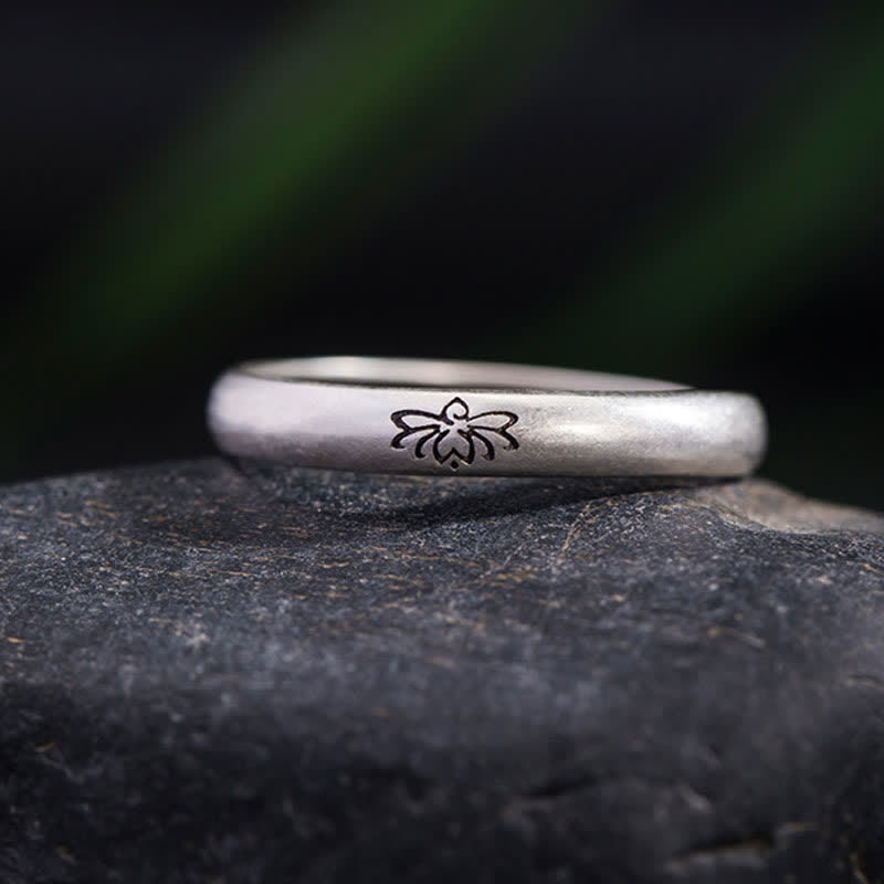 Buddha Stones 925 Sterling Silver Lotus Flower Enlightenment Ring Ring BS 2