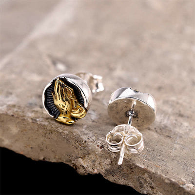 Buddha Stones 925 Sterling Silver Namaste Equality Stud Earrings Earrings BS 2