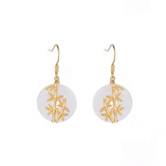Buddha Stones FengShui White Jade Fortune Earrings Earrings BS White Jade