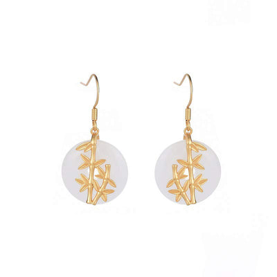 Buddha Stones FengShui White Jade Fortune Earrings Earrings BS White Jade