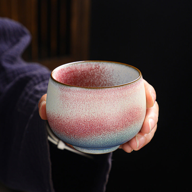 Buddha Stones Retro Red Gradient Kiln Change Ceramic Teacup Kung Fu Tea Cup Cup BS 2