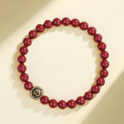 Buddha Stones 925 Sterling Silver Natural Cinnabar Four Beasts Blessing Bracelet Bracelet BS 6mm Azure Dragon(Wrist Circumference 14-16cm)