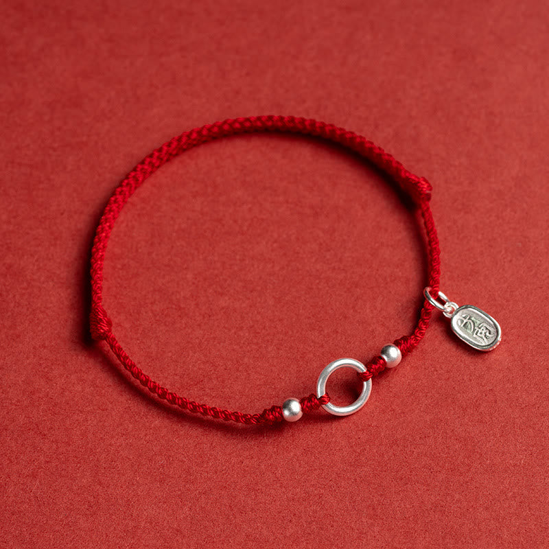 Buddha Stones 925 Sterling Silver Lucky Fortune Peace Joy Lotus Peace Buckle Red String Bracelet Bracelet BS Red(Wrist Circumference 15-18cm) Peace and Joy