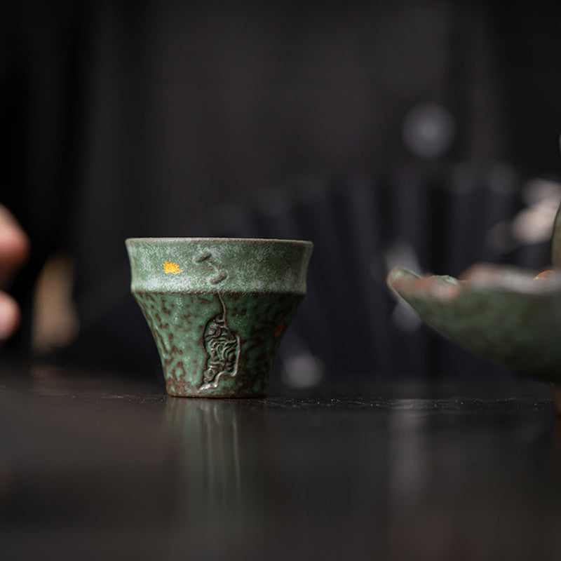 Buddha Stones Small Vintage Style Ceramic Teacup Kung Fu Tea Cup 50ml Cup BS 5