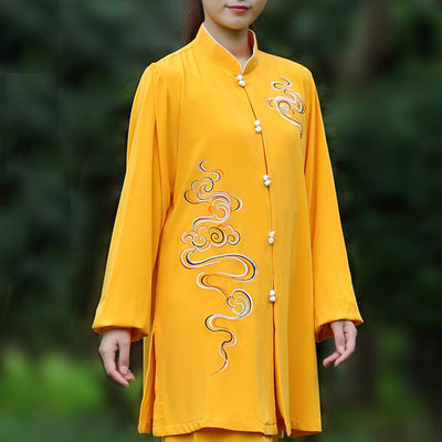 Buddha Stones Auspicious Clouds Embroidery Meditation Prayer Spiritual Zen Tai Chi Qigong Practice Unisex Clothing Set - image 3