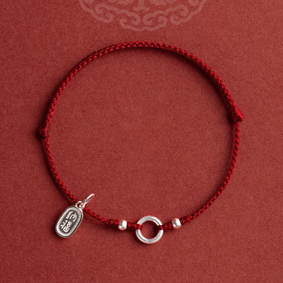 Buddha Stones 925 Sterling Silver Lucky Fortune Peace Joy Lotus Peace Buckle Red String Bracelet Bracelet BS 2