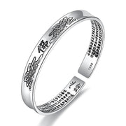 Bracelet manchette en cuivre Foviel avec mantra du Sutra du Cœur et lotus, symbole de paix