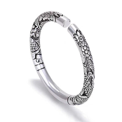 Buddha Stones Dragon Auspicious Clouds Luck Protection Bracelet Adjustable Bangle Bracelet Bangle BS DRAGON (Luck ♥ Strength)