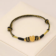 Bracelet tressé porte-bonheur Foviel Tibet fait main avec nœud de Kong et cœur d'amour