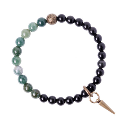 Buddha Stones Black Obsidian Sodalite Crystal Copper Strength Couple Bracelet - image 12