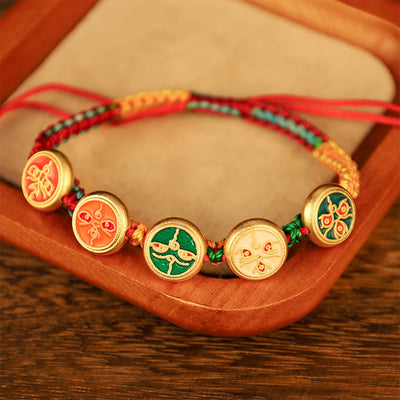 Buddha Stones Tibetan Five God Of Wealth Colorful Rope Braided Luck Bracelet Bracelet BS 1