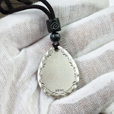 Buddha Stones Vintage 999 Sterling Silver Yin Yang Bagua Water Drop Design Balance Harmony Necklace Pendant Necklaces & Pendants BS 11
