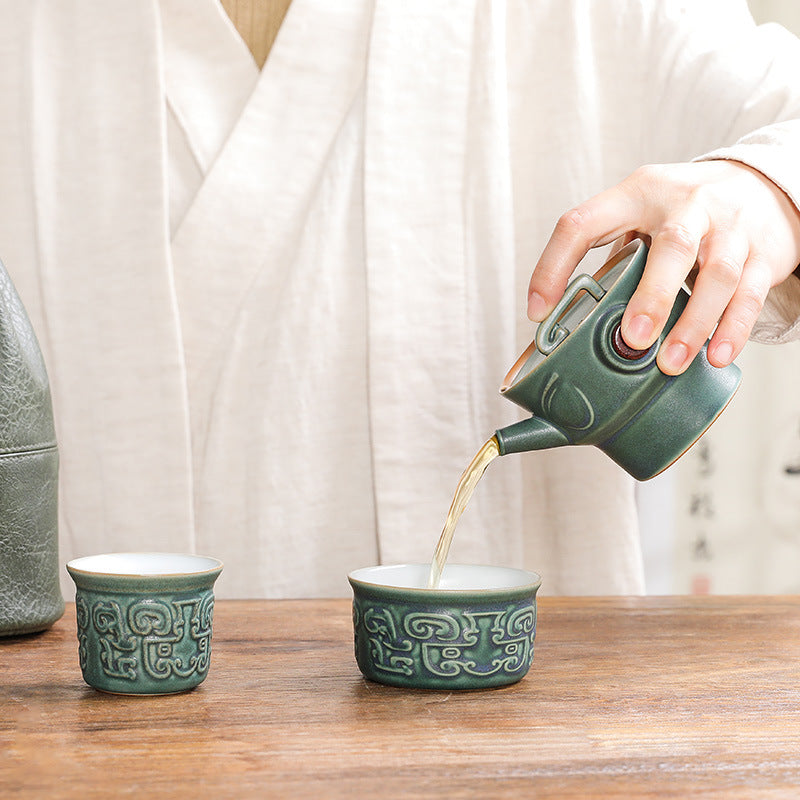 Buddha Stones Sanxingdui Ceramic Teacup Kung Fu Tea Cup With Bag Cup BS 4