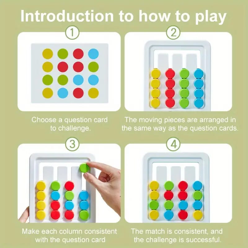 Fidtoy 2in1 Four Color Matching Gear Pattern Logic Game, Plastic Manual Color Matching Gear Puzzle, Spatial Awareness and Numeracy Logic Toy Ages 2-6