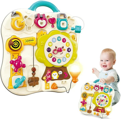 Fidtoy Montessori Multifunction Exploration Busy Board for Babies Light Music Sensory Travel Learning Toy Age 0-3