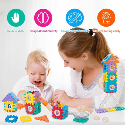 Fidtoy Pipeline Marble Ball Track Connecting Building Blocks 125pcs STEM Marble Run Construction Toy for Kids Ages 3+