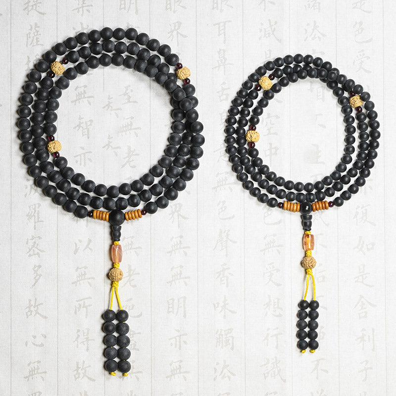Buddha Stones Tibetan Mala Cypress Bodhi Seed Red Agate Healing Bracelet Mala Bracelet BS 12