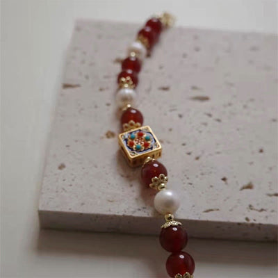 Buddha Stones Red Agate Pearl Confidence Self-acceptance Bracelet Bracelet BS 13