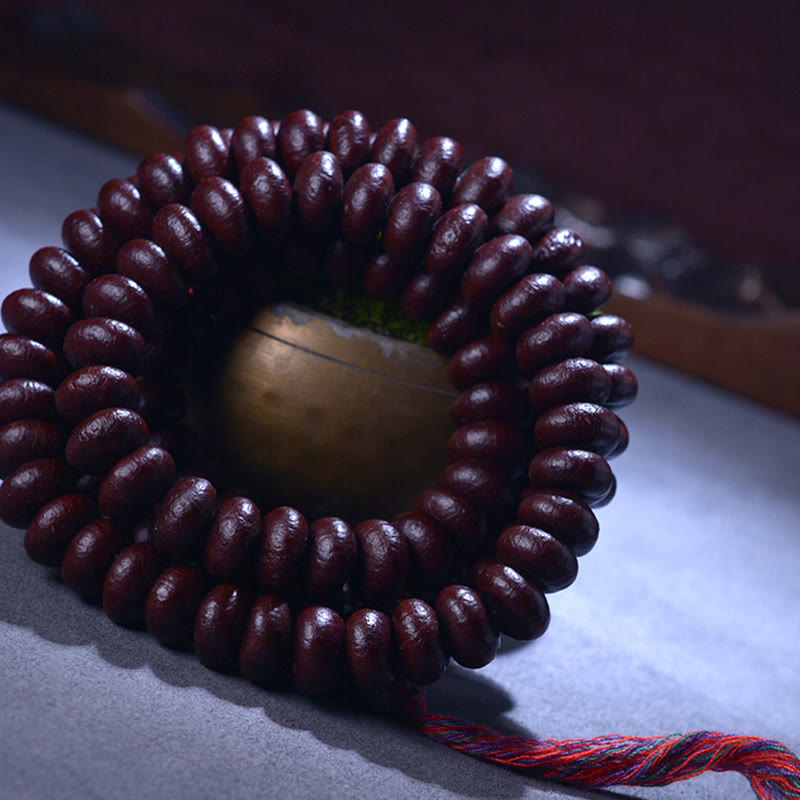 Buddha Stones Natural Tibet 108 Mala Beads Purple Bodhi Seed Wealth Bracelet Mala Bracelet BS 9