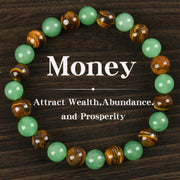 Foviel Green Aventurine & Tiger's Eye Alternating Bead Bracelet