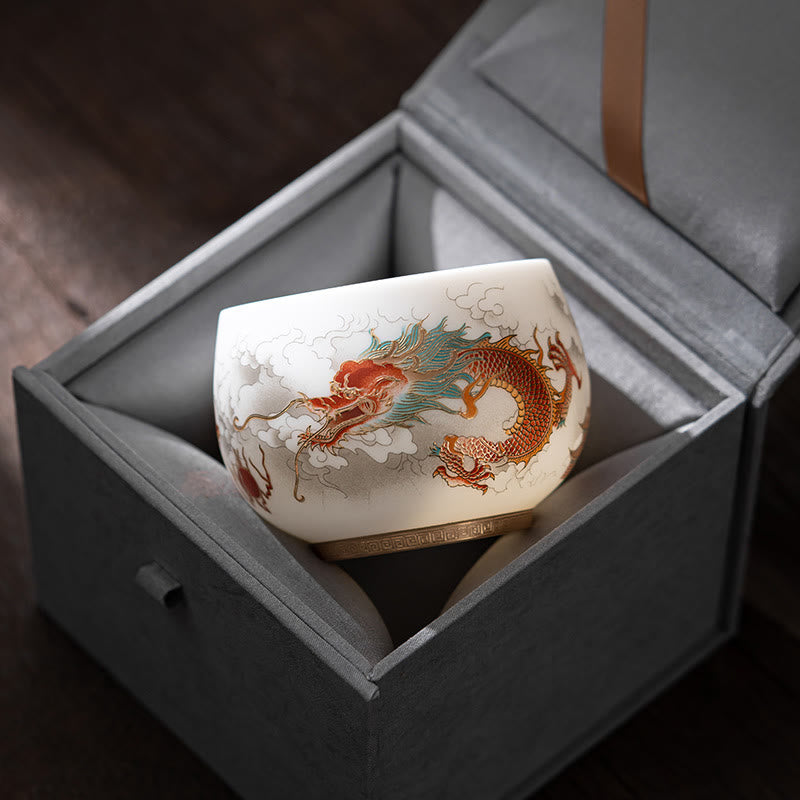 Tasse à thé en céramique Foviel Phoenix Dragon Lotus Deer Ancient Building Koi Fish pour thé Kung Fu