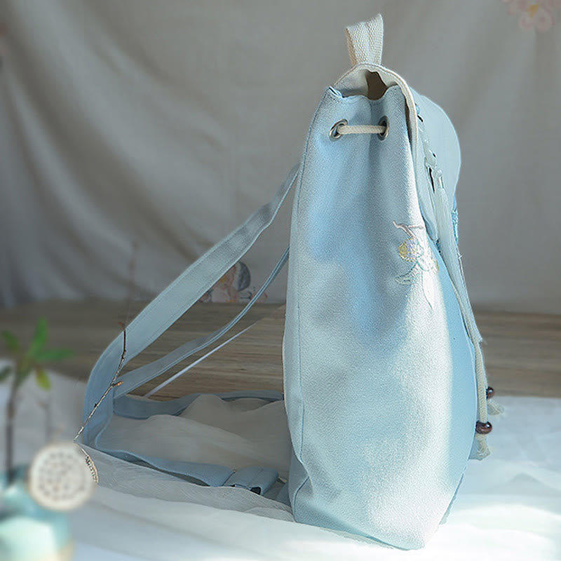 Buddha Stones Handmade Embroidered Large Capacity Canvas Backpack Backpack BS 28