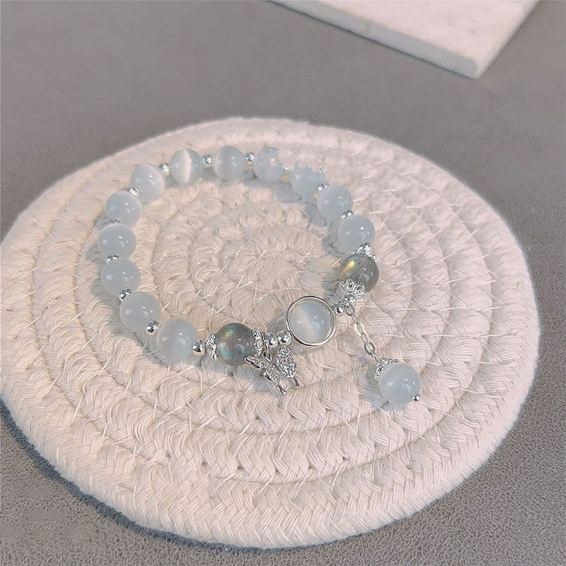 Foviel Cat's Eye Moonstone Butterfly Star Charm Support Bracelet