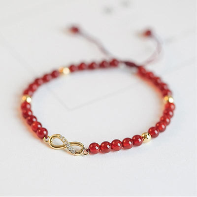 Natural Red Agate Endless Knot Four Leaf Clover Star Confidence String Bracelet Bracelet BS 4