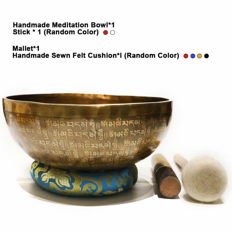 Buddha Stones Sutra Singing Bowl Handcrafted for Healing and Meditation Positive Energy Sound Bowl Set Singing Bowl buddhastoneshop 7.87IN (20CM)