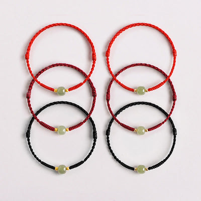 Buddha Stones Handmade Jade Lucky Bead Prosperity Braided Bracelet Bracelet BS 9
