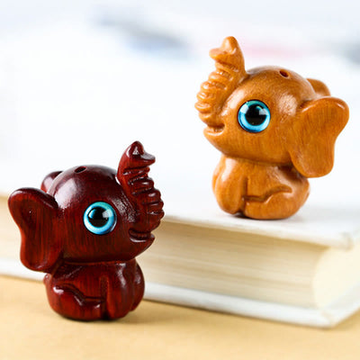 Foviel Sandalwood Small Leaf Red Sandalwood Green Sandalwood Lucky Mini Elephant Carved Protection Decoration