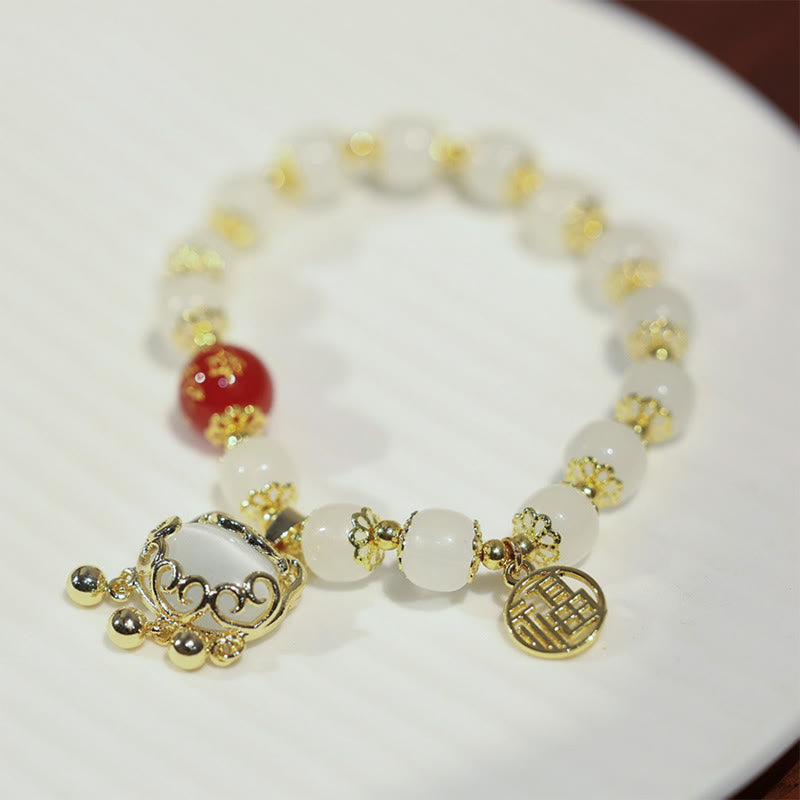 Buddha Stones Windmill Chinese Lock Charm Fu Character Blessing Bracelet Bracelet BS Chinese Lock Charm&Fu Character
