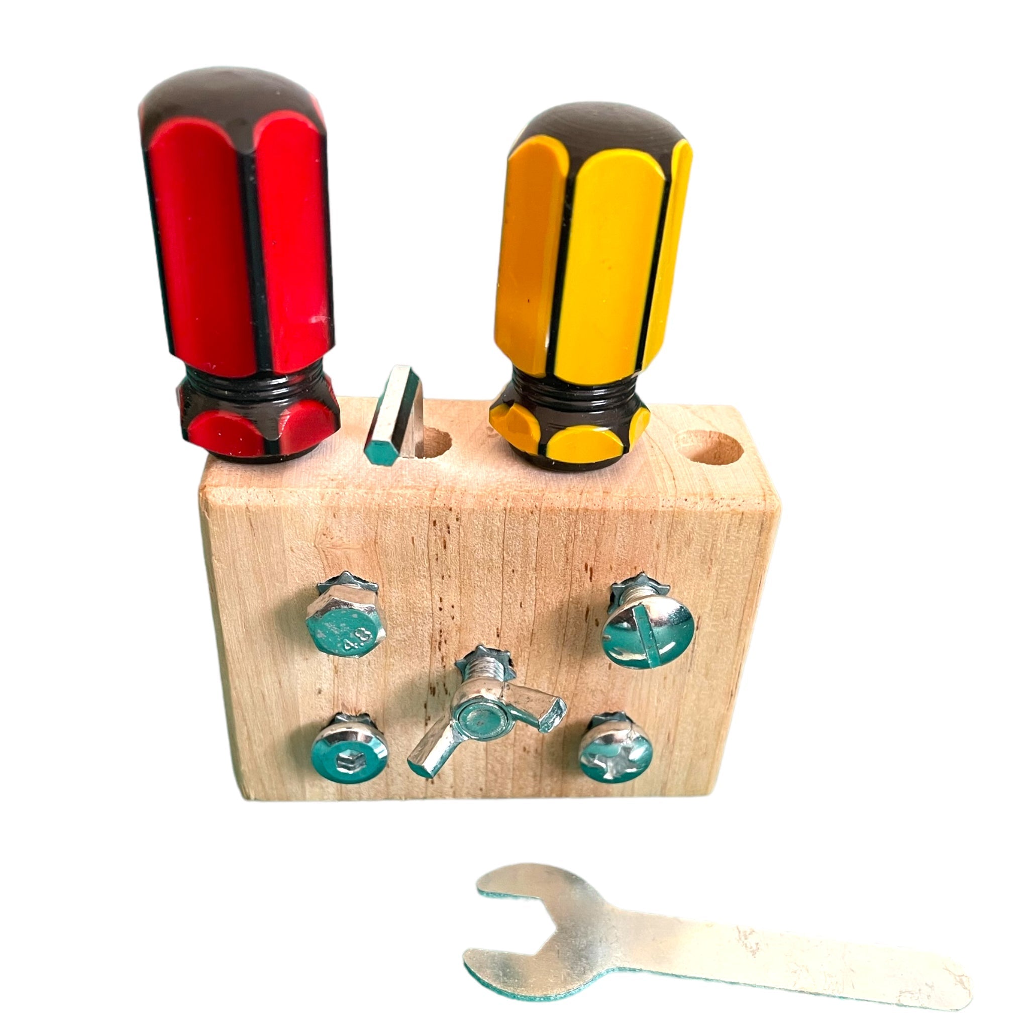 Montessori deluxe Mini Screwdriver Busy Board with tool kit set Bolts and nuts Cogs Latches and Lock