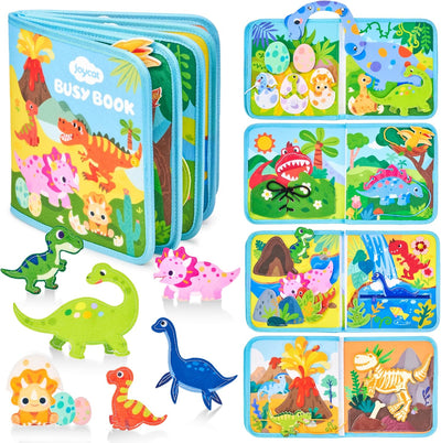 Fidtoy Dinosaur Friends Busy Book – Interactive Montessori Activity for Toddlers 2-5