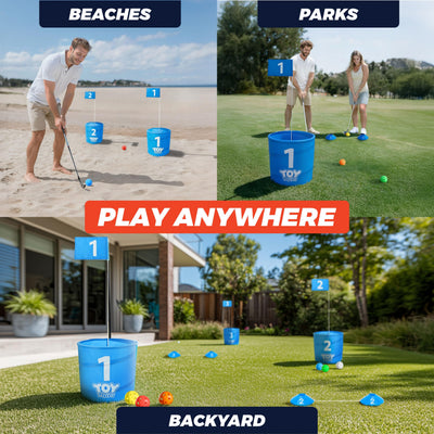 Fidtoy Juego de 6 hoyos de práctica de golf azul