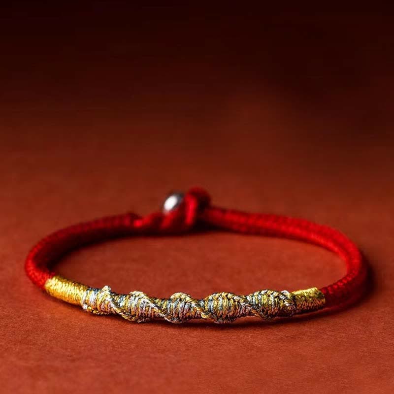 Buddha Stones 925 Sterling Silver Luck Strength Red String Protection Braid Bracelet Bracelet BS 5