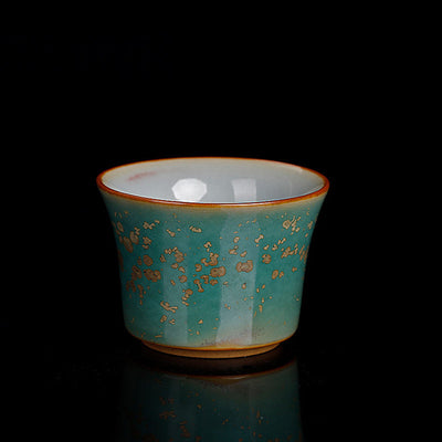 Buddha Stones Kiln Change Ceramic Bamboo Design Teacup Kung Fu Tea Cup Cup BS Green 6.3cm*4.5cm*65ml