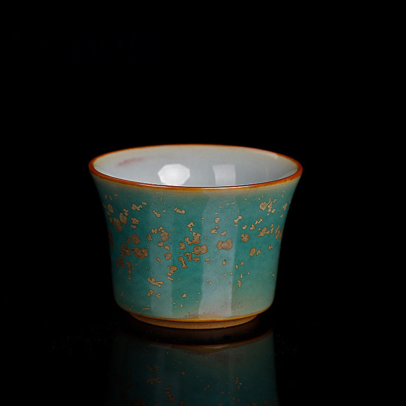 Buddha Stones Kiln Change Ceramic Bamboo Design Teacup Kung Fu Tea Cup Cup BS Green 6.3cm*4.5cm*65ml