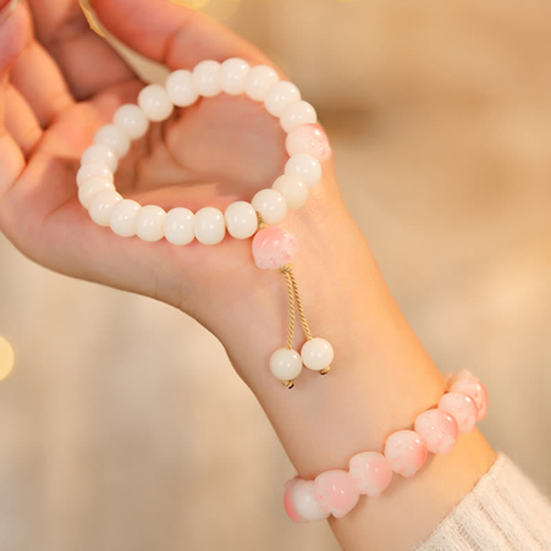 Buddha Stones Natural Bodhi Seed Lovely Paw Lucky Cat Paw Peace Bracelet Bracelet BS 6