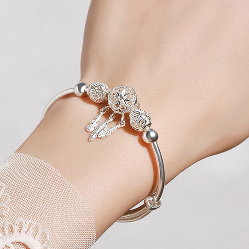 Buddha Stones Tibetan White Copper Blessing Dream Catcher Charm Bracelet Bracelet BS 2