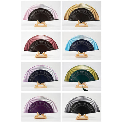 Buddha Stones Gradient Color Hollow Engraved Handheld Bamboo Folding Fan Folding Fan BS 16
